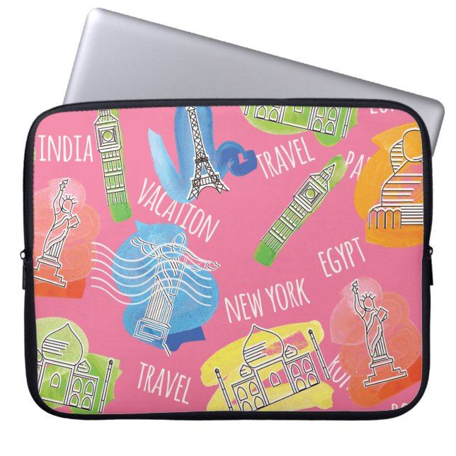 Reislocaties Patroon Laptop Sleeve (Voorkant)