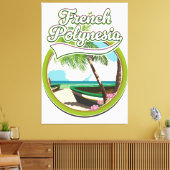 Reislogo Frans-Polynesië. Canvas Afdruk (Insitu (Woonkamer))