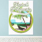 Reislogo Frans-Polynesië. Canvas Afdruk (Insitu (Houten vloer))