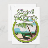 Reislogo Frans-Polynesië. Uitnodiging Briefkaart (Voorkant / Achterkant)