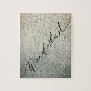 Reislust Teal Ombre Watercolor Avonturenkaart Legpuzzel