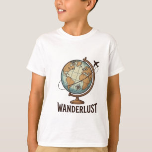 Reislust Vintage Wereldbol Vliegtuig Reizen T-shirt