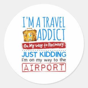 Reislustig Grappig Op Weg naar Luchthaven Ronde Sticker