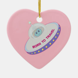 Reislustig schattig buitenaards wezen & vliegende keramisch ornament