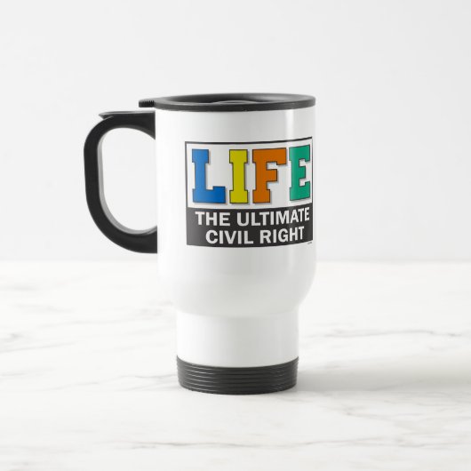 Reismok met een pro-life boodschap. reisbeker (Links)