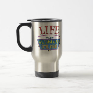 Reismok met een pro-life boodschap. reisbeker