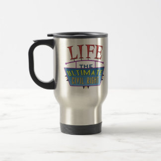 Reismok met een pro-life boodschap. reisbeker