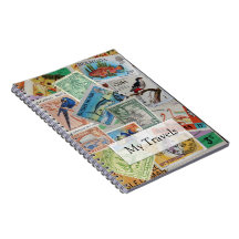 Reisnotitieboek met Vintage Eiland Postzegels