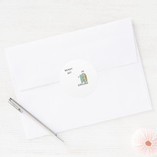 Reisofferte Klaar Set Ontdek - Wanderlust Decor Ronde Sticker (Envelop)