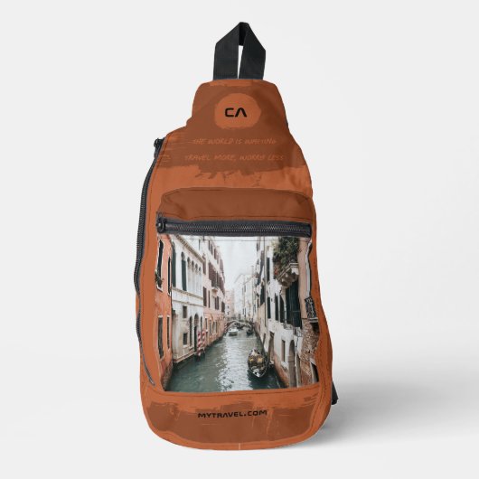 Reisoffertes Monogram Uw Foto Boho Rust Sling Bag (Voorkant)