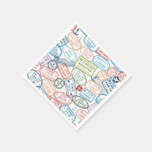 Reisontwerp - paspoortstempels papieren servetten (Hoek)