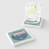 reisontwerp voor het meer van ChamPlain Vermont Stenen Onderzetter (Zijkant)