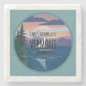 reisontwerp voor het meer van ChamPlain Vermont Stenen Onderzetter (Voorkant)