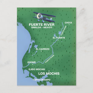 Reisoverzicht Fuerte-rivier Sinaloa, Mexico Briefkaart