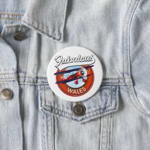 Reispatch op de retro-stijl van Fabulous Wales Ronde Button 7,6 Cm