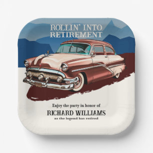 Reispensioen Retro Classic Car Thema Papieren Bordje