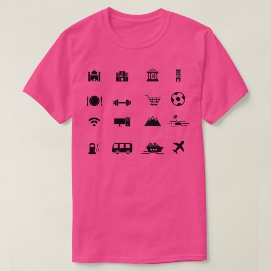 reispictogrammen 16 versie t-shirt (Design voorkant)