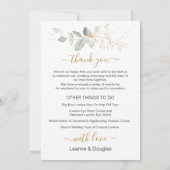 Reisplan groen & goud Trouwweekend Kaart (Achterkant)