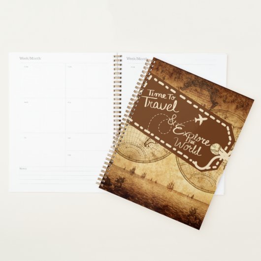 Reisplanner en tijdschrift met  ontwerp planner (Display)