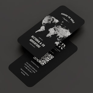 Reisplanner reisgids Black Silver Wereldkaart Visitekaartje