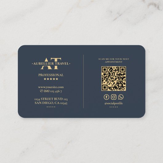 Reisplanner Reisgids Transport Blauw Modern Visitekaartje (Achterkant)