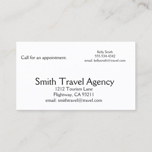 Reisplanner Visitekaartje (Achterkant)