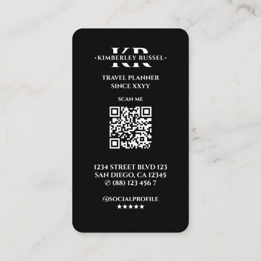 Reisplanner Zilveren Wereldkaart Zwarte Gids Visitekaartje (Achterkant)