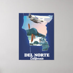 Reisplattegrond Del Norte California Canvas Afdruk