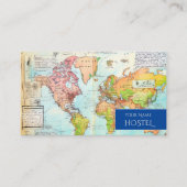 Reisplattegrond hostel  oude stijl retro tekening visitekaartje (Voorkant)