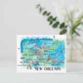 Reisplattegrond New Orleans Louisiana Briefkaart (Staand voorkant)