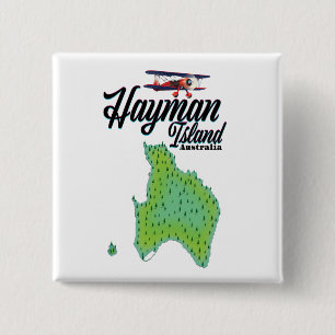 Reisplattegrond uit vroeger tijden van Hayman Isla Vierkante Button 5,1 Cm
