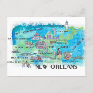 Reisplattegrond van New Jersey, VS met hoogtepunte Briefkaart