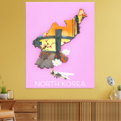 Reisplattegrond van Noord-Korea Canvas Afdruk (Insitu (Woonkamer))