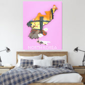 Reisplattegrond van Noord-Korea Canvas Afdruk (Insitu (Slaapkamer))
