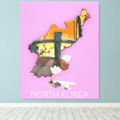 Reisplattegrond van Noord-Korea Canvas Afdruk (Insitu (Houten vloer))
