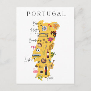 Reisplattegrond van Portugal Briefkaart