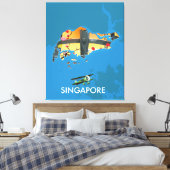 Reisplattegrond van Singapore Canvas Afdruk (Insitu (Slaapkamer))