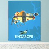 Reisplattegrond van Singapore Canvas Afdruk (Insitu (Houten vloer))