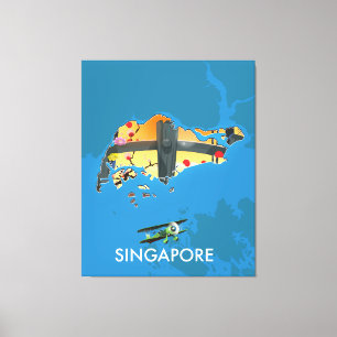 Reisplattegrond van Singapore Canvas Afdruk