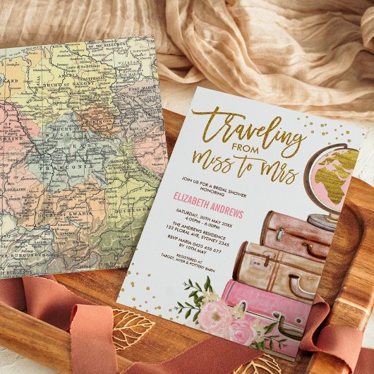 Reisplattegrond Vrijgezellenfeest / Pink Gold Flor Kaart