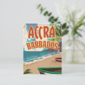 Reisposter Accra Barbados Briefkaart (Staand voorkant)