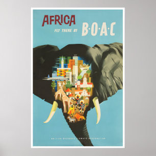 Reisposter Afrika Afrikaanse Kunst BOAC Luchtvaart Poster