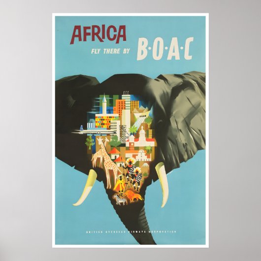 Reisposter Afrika Afrikaanse Kunst BOAC Luchtvaart Poster (Voorkant)