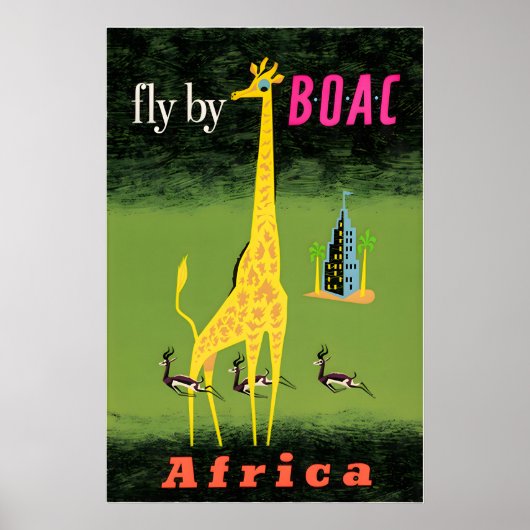 Reisposter Afrika Afrikaanse Kunst BOAC Print (Voorkant)