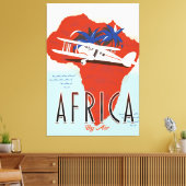 Reisposter Afrika Per Vliegtuig Canvas Afdruk (Insitu (Woonkamer))