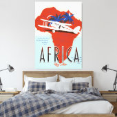 Reisposter Afrika Per Vliegtuig Canvas Afdruk (Insitu (Slaapkamer))