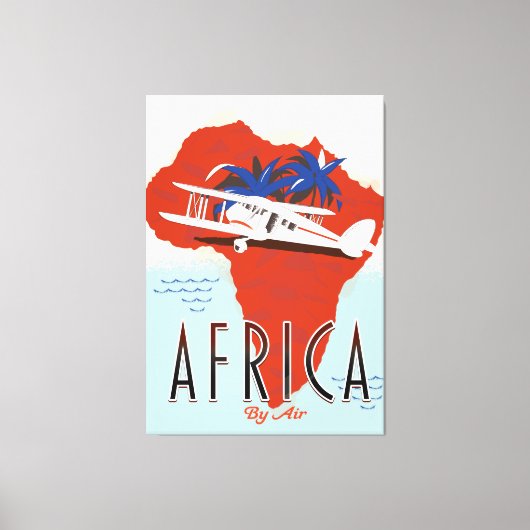 Reisposter Afrika Per Vliegtuig Canvas Afdruk (Voorkant)