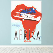 Reisposter Afrika Per Vliegtuig Canvas Afdruk (Insitu (Houten vloer))