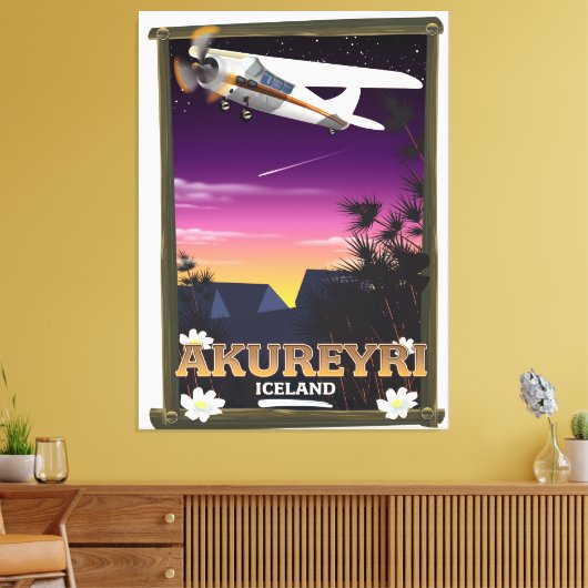 Reisposter Akureyri IJsland Canvas Afdruk (Insitu (Woonkamer))