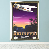 Reisposter Akureyri IJsland Canvas Afdruk (Insitu (Houten vloer))